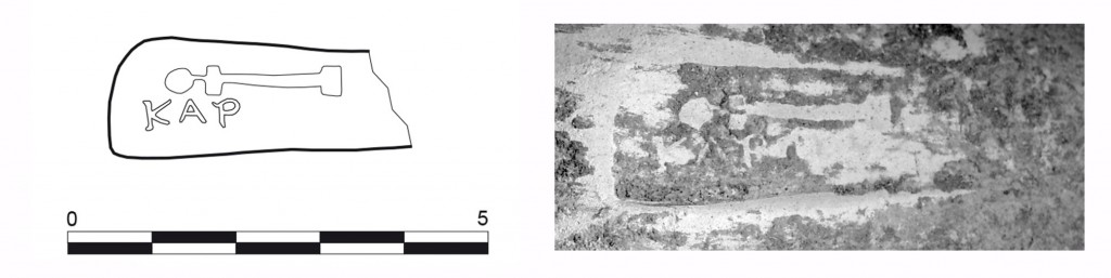  Imatge de la marca ròdia MCT’10.UE-6074.04 (dibuix i foto: Núria Romaní).