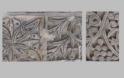 Detall de l’aparició de punts decoratius sobre els elements de vegetació.