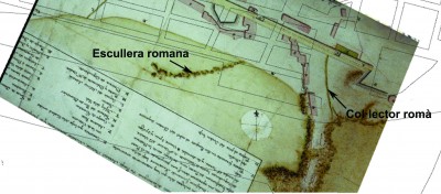 Plànol de Juan de Santacruz de l'any 1780 on encara hi ha l’escullera romana.