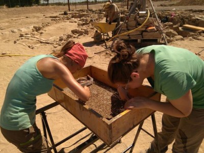 Procés de neteja i tria del sediment mitjançant columna de garbells.