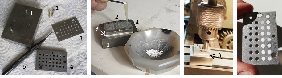 Seqüència de la preparació de mostres per a l’anàlisi CL-quantitatiu, desenvolupada per Ph. Blanc a l’Université Pierre et Marie Curie de París (© Ph. Blanc)